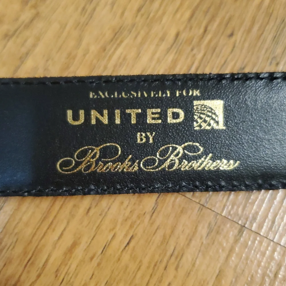 Brooks Brothers Exclusively Made For United Black Leather Belt‎ Size Medium
